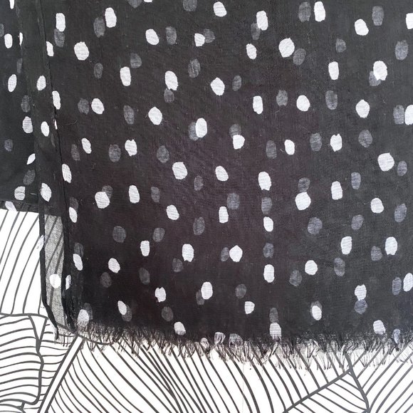 Black and White Polka Dot Chiffon Shawl Scarf - Picture 2 of 2